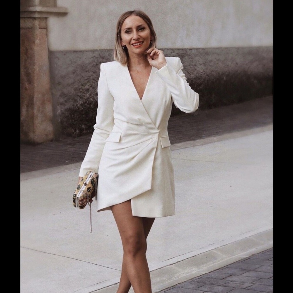 Zara Women's Cream Blazer Dress - Size XSmall